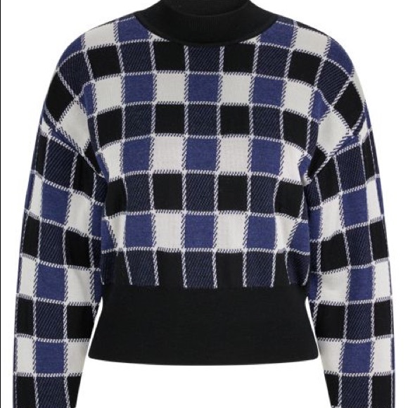 BNWOT BOSS REGULAR-FIT SWEATER WITH CHECK PATTERN AND SOLID RIBBING - Picture 4 of 12